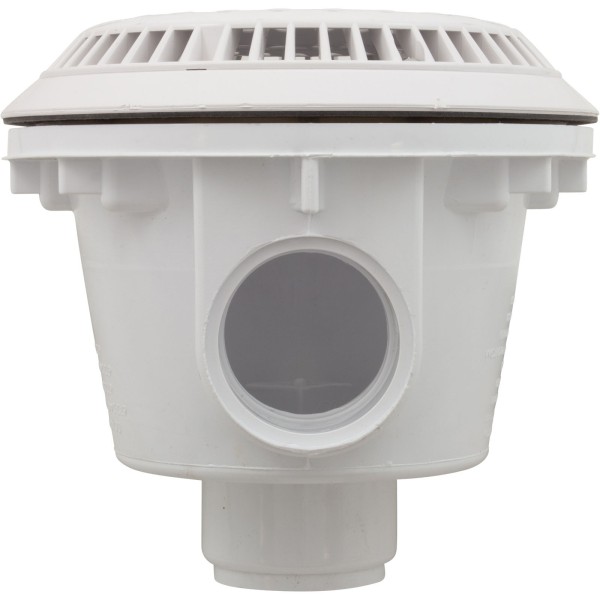 Main Drain, WW Anti Vortex, 8" Rnd, Vinyl, 2"s, White : 640-2750 V