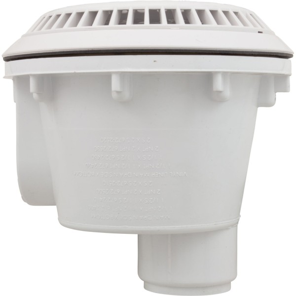 Main Drain, WW Anti Vortex, 8" Rnd, Vinyl, 2"s, White : 640-2750 V