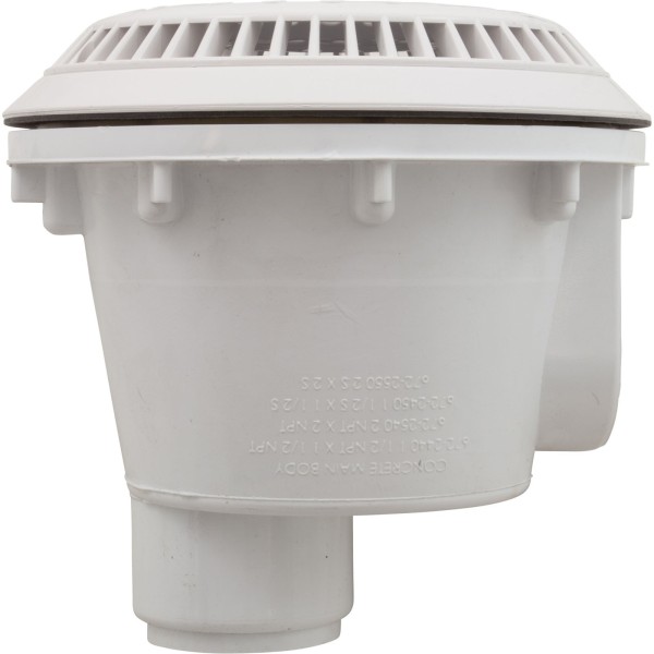 Main Drain, WW Anti Vortex, 8" Rnd, Vinyl, 2"s, White : 640-2750 V