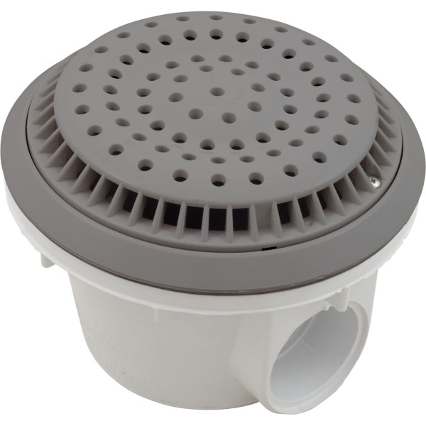 Main Drain, WW Anti Vortex, 8" Rnd, Vinyl, 2"s, Gray : 640-2757 V