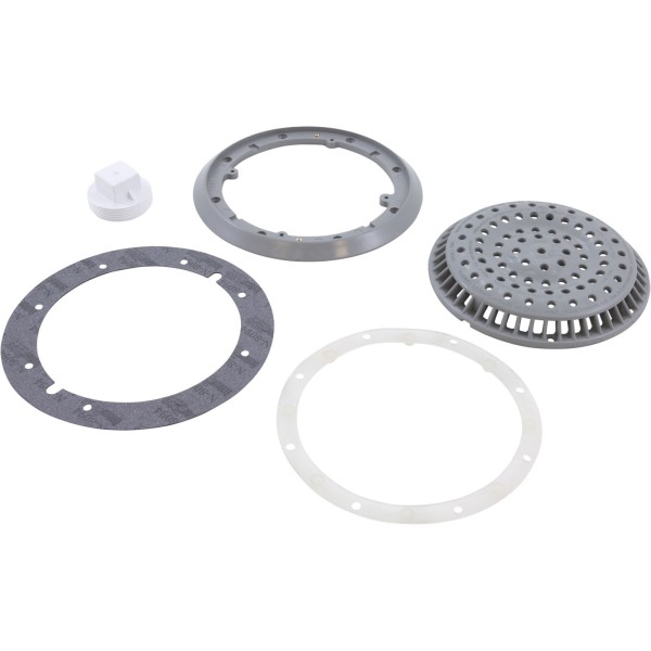 Main Drain, WW Anti Vortex, 8" Rnd, Vinyl, 2"s, Gray : 640-2757 V
