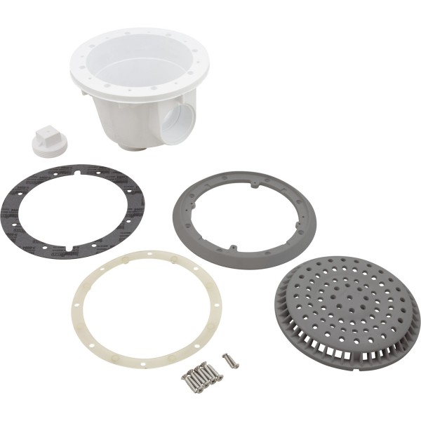 Main Drain, WW Anti Vortex, 8" Rnd, Vinyl, 2"s, Gray : 640-2757 V