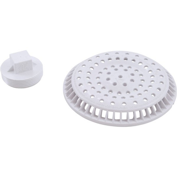 Main Drain, WW Anti Vortex, 8" Rnd, Gun, 2-1/2"s, White : 640-2410 V
