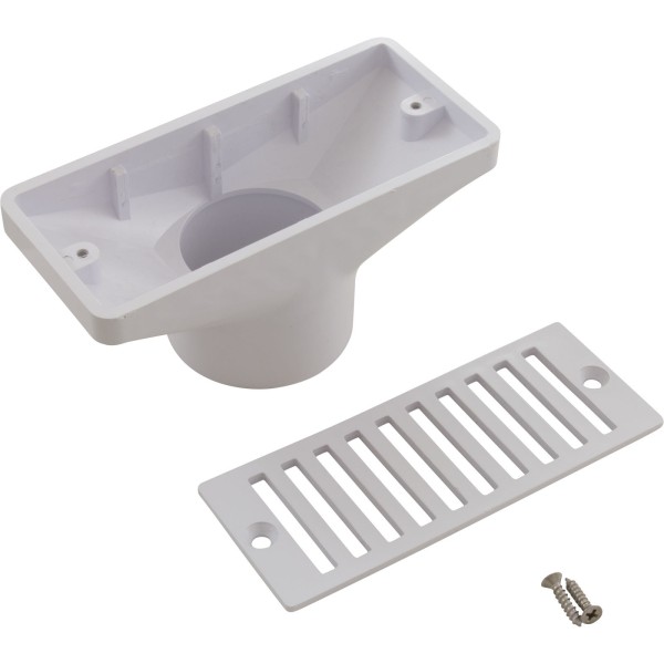 Gutter Drain, Pentair 2.5" x 6", w/Grate, White : 542039