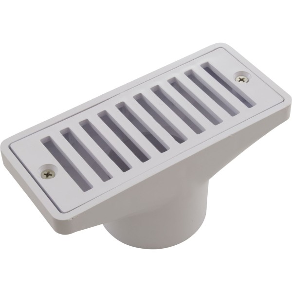 Gutter Drain, Pentair 2.5" x 6", w/Grate, White : 542039