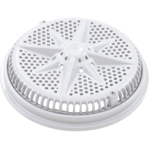 Main Drain Grate, Pent StarGuard, 8", 112gpm, Wht, qty 2, Shrt Rin : 500144