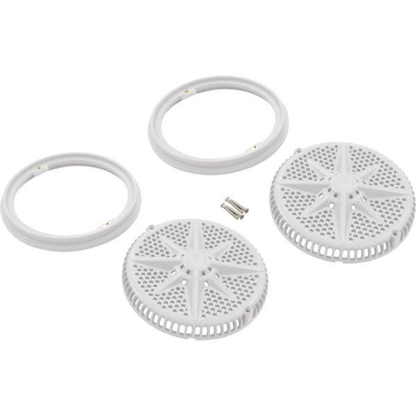 Main Drain Grate, Pent StarGuard, 8", 112gpm, Wht, qty 2, Shrt Rin : 500144