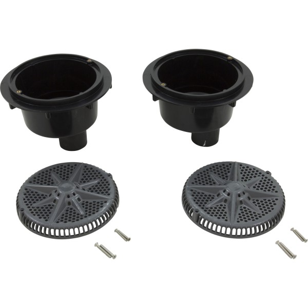 Main Drain, PentStrGrd, 8", 112gpm, 2-2"Btm Port, ABS, DrGry, qty 2 : 500122