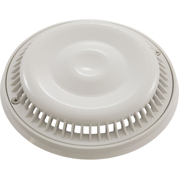 Main Drain Grate, Afras, Anti Vortex, 7-3/4"dia, Wht, w/Ring&Scrw : 10064W