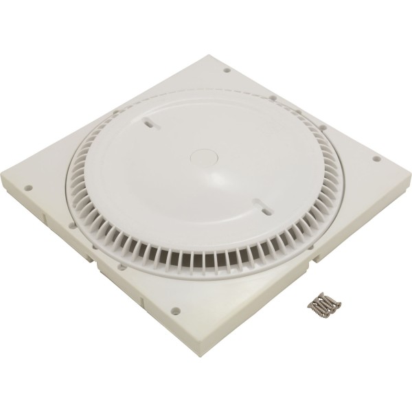 Main Drain Grate, Afras, 12" x 12" Square, w/SS Screws, Wht : 10064ACW