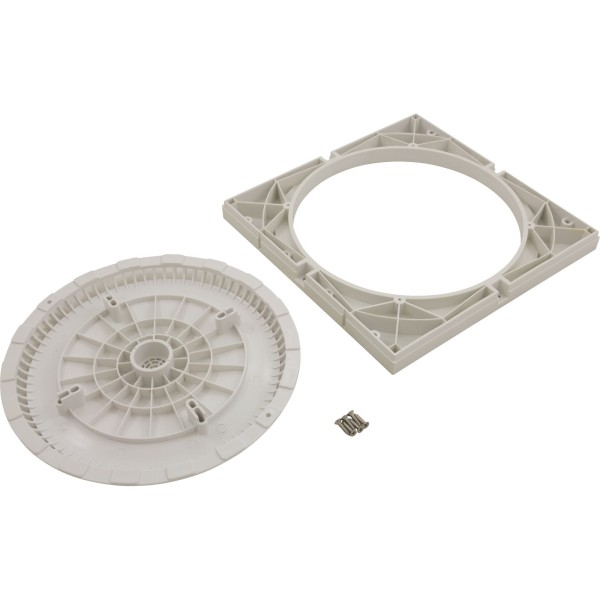Main Drain Grate, Afras, 12" x 12" Square, w/SS Screws, Wht : 10064ACW