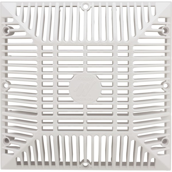 Main Drain Grate, Waterway 9" x 9" Square, White : 642-4790 V