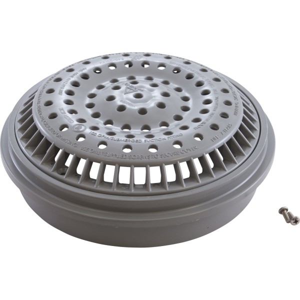 Main Drain Grate, WW Anti Vortex, 8" Rnd, w/Long Collar, Gry : 640-2347 V
