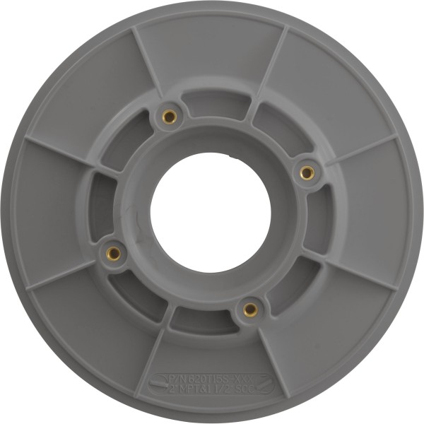 Wall Fitting, 6" dia, 2-3/8"hs, 2"mpt-1-1/2"s, Lt Gray : 620T15S103