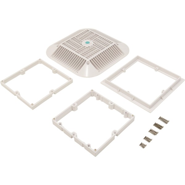 Main Drain Grate, 14" x 14" Square, 2 Retro 9"x9", White : 914101