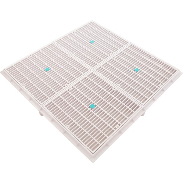 Drain Grate, 4-12" Sq, w/ 24" Sq Frame, Anit Entrap, White : 24101