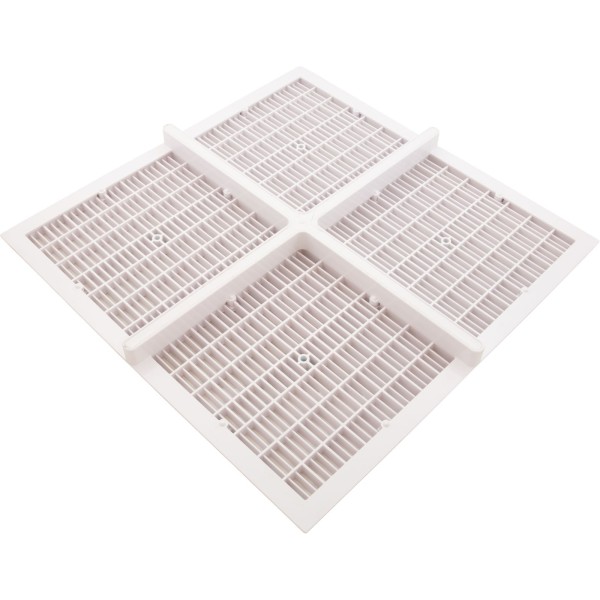 Drain Grate, 4-12" Sq, w/ 24" Sq Frame, Anit Entrap, White : 24101