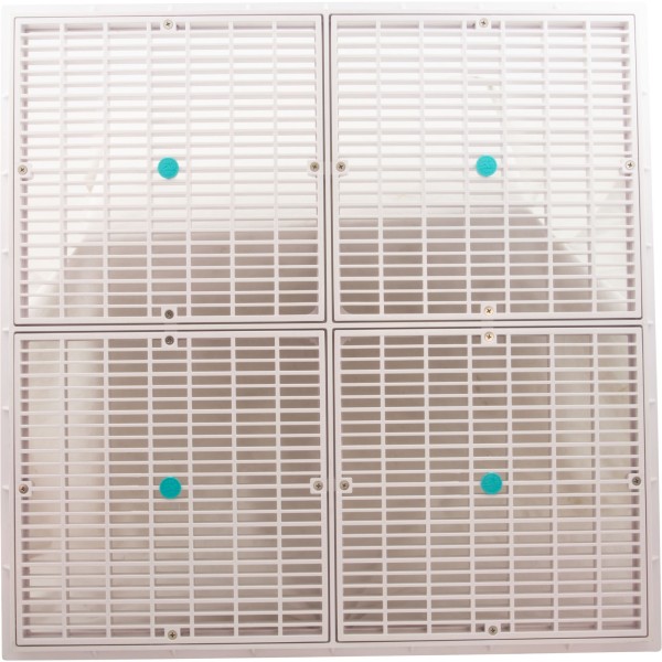 Drain Grate, 4-12" Sq, w/ 24" Sq Frame, Anit Entrap, White : 24101