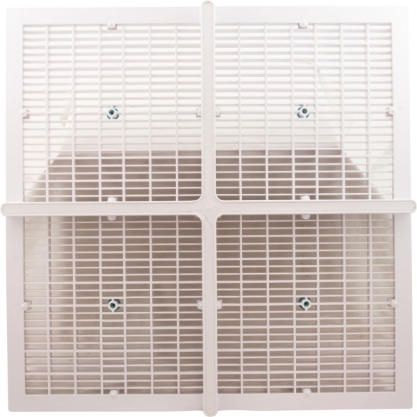 Drain Grate, 4-12" Sq, w/ 24" Sq Frame, Anit Entrap, White : 24101