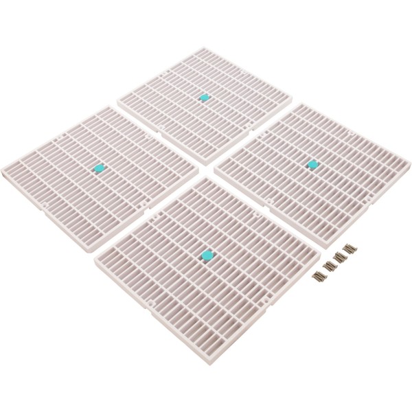 Drain Grate, 4-12" Sq, w/ 24" Sq Frame, Anit Entrap, White : 24101