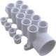 Manifold, 1/2"s, 10 Port, Flow Thru, 1-1/2"s x 1-1/2"spg, w/Plug : 672-4630