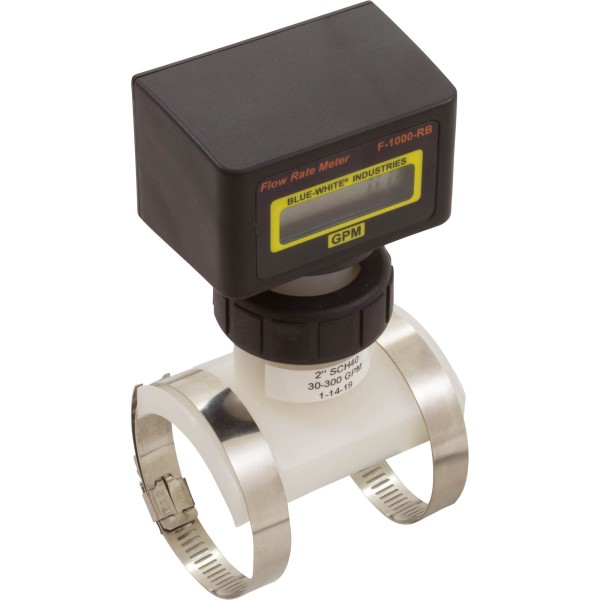 Flow Meter, Blue-White, F-1000, Digital, 2" PVC, 30-300 gpm : RB-200S4-GPM1