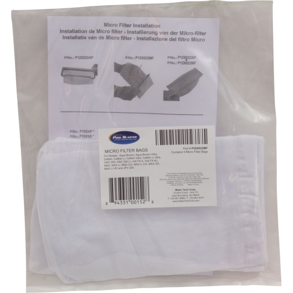 Micro Filter Bag, Water Tech Aqua Broom, Quantity 5 : P30X022MF