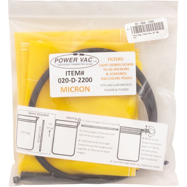 Filter Bag, Power Vac, 26" Micron, 2200 Series : 020-D-2200