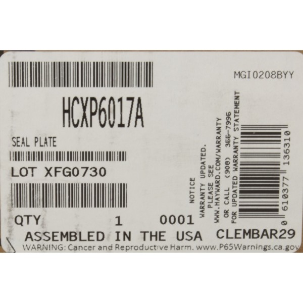 Seal Plate Only, Hayward HCP : HCXP6017A