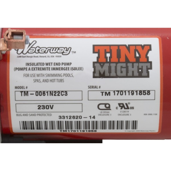Pump, Circ, WW Tiny Might, 1/16hp, 230v, 1/2"s x s/1"Union, OEM : 3312620-14