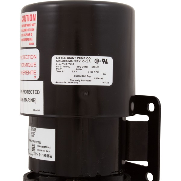 Pump, Circulation, Little Giant 3-MD-SC, 750 GPH, 190W, 6' Cord : 581503