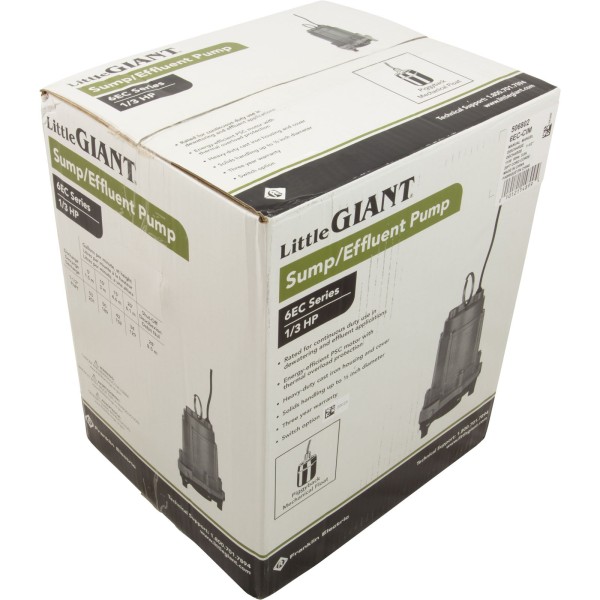 Pump, Sump, Little Giant 6EC-CIM, 115v, Plastic Base, 20ft Cord : 506802